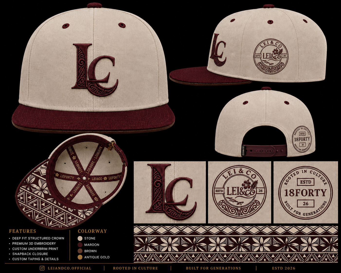 LEI &CO Deep Fitted Cap               (Sandstone Berry)