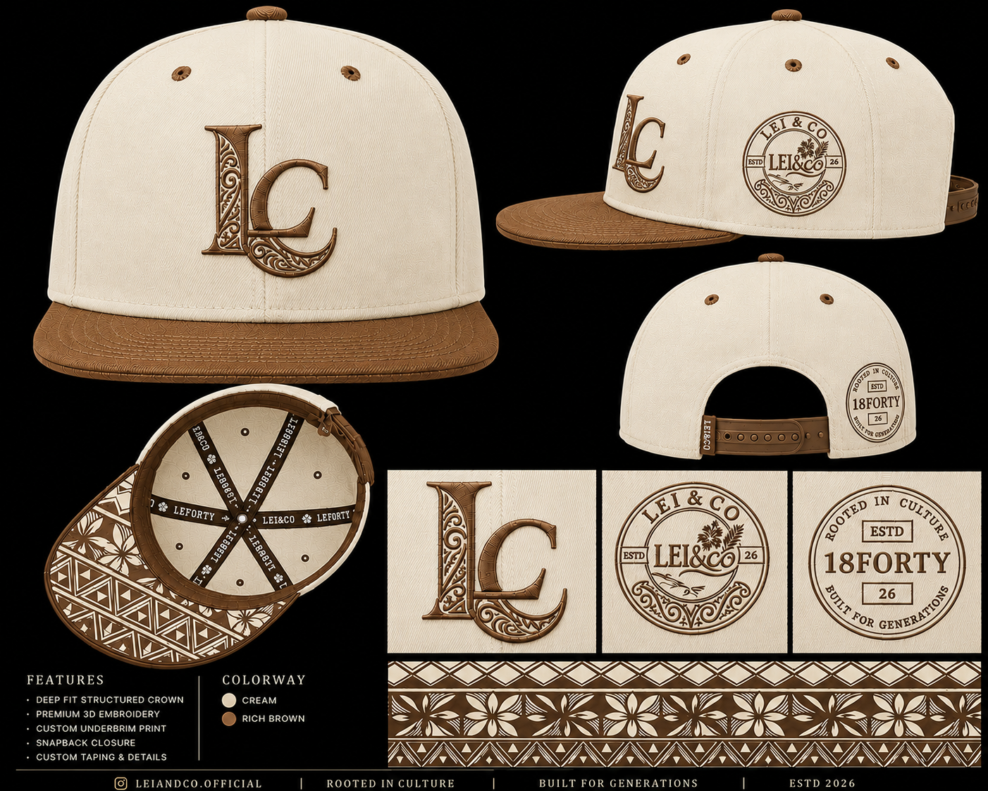 LEI &CO Deep Fitted Cap               (Caramel Brown)