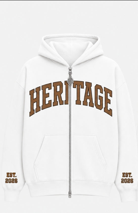 PRE-ORDER                    HERITAGE Premium Zip Hoody🔥 (Pure White)