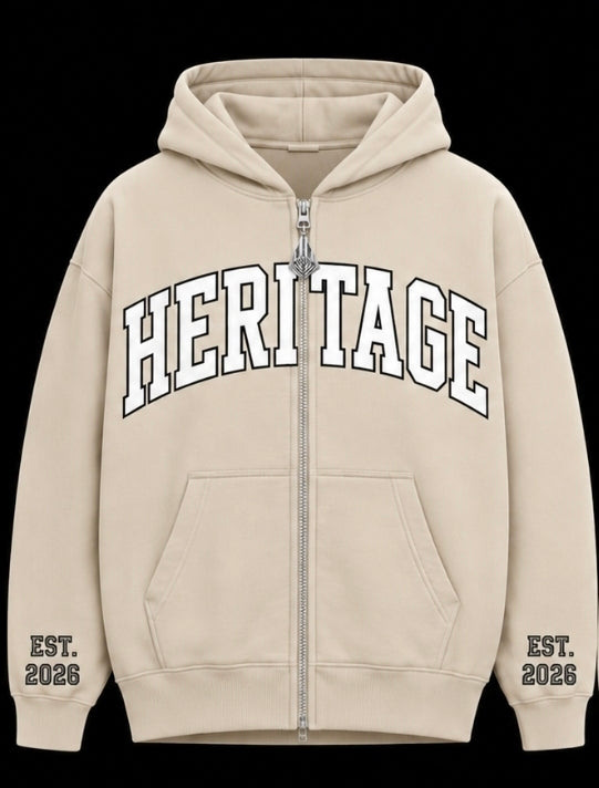 PRE-ORDER                    HERITAGE Premium Zip Hoody🔥 (Sandstone Cream)