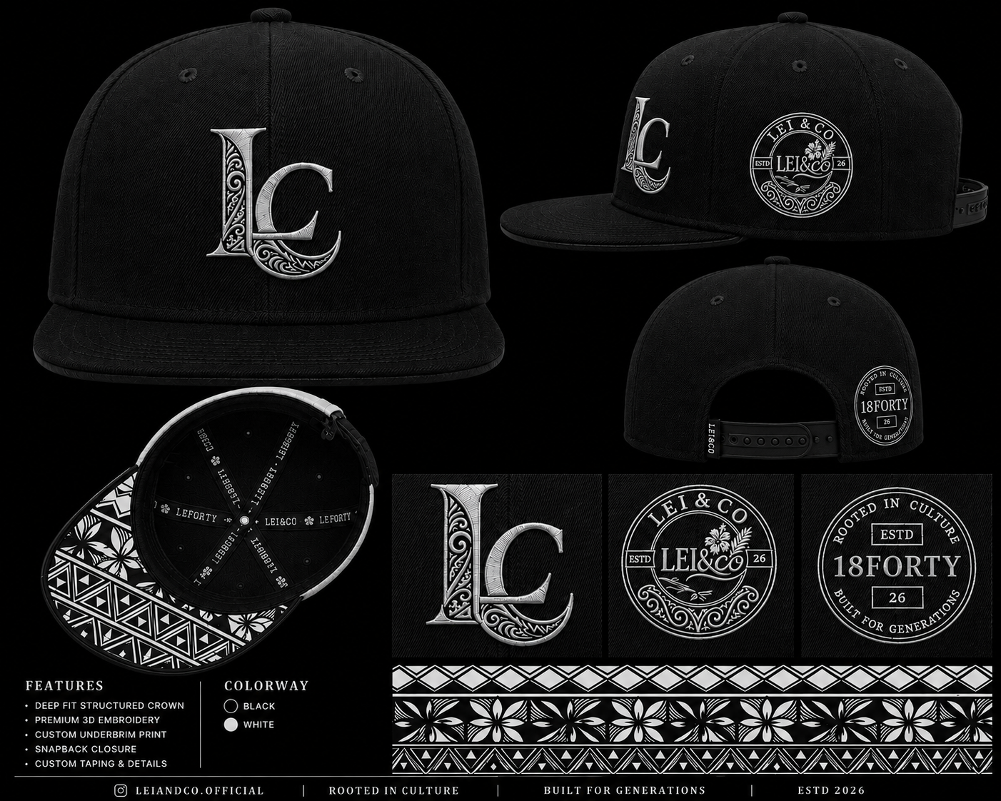 LEI &CO Deep Fitted Cap               (Midnight Black)
