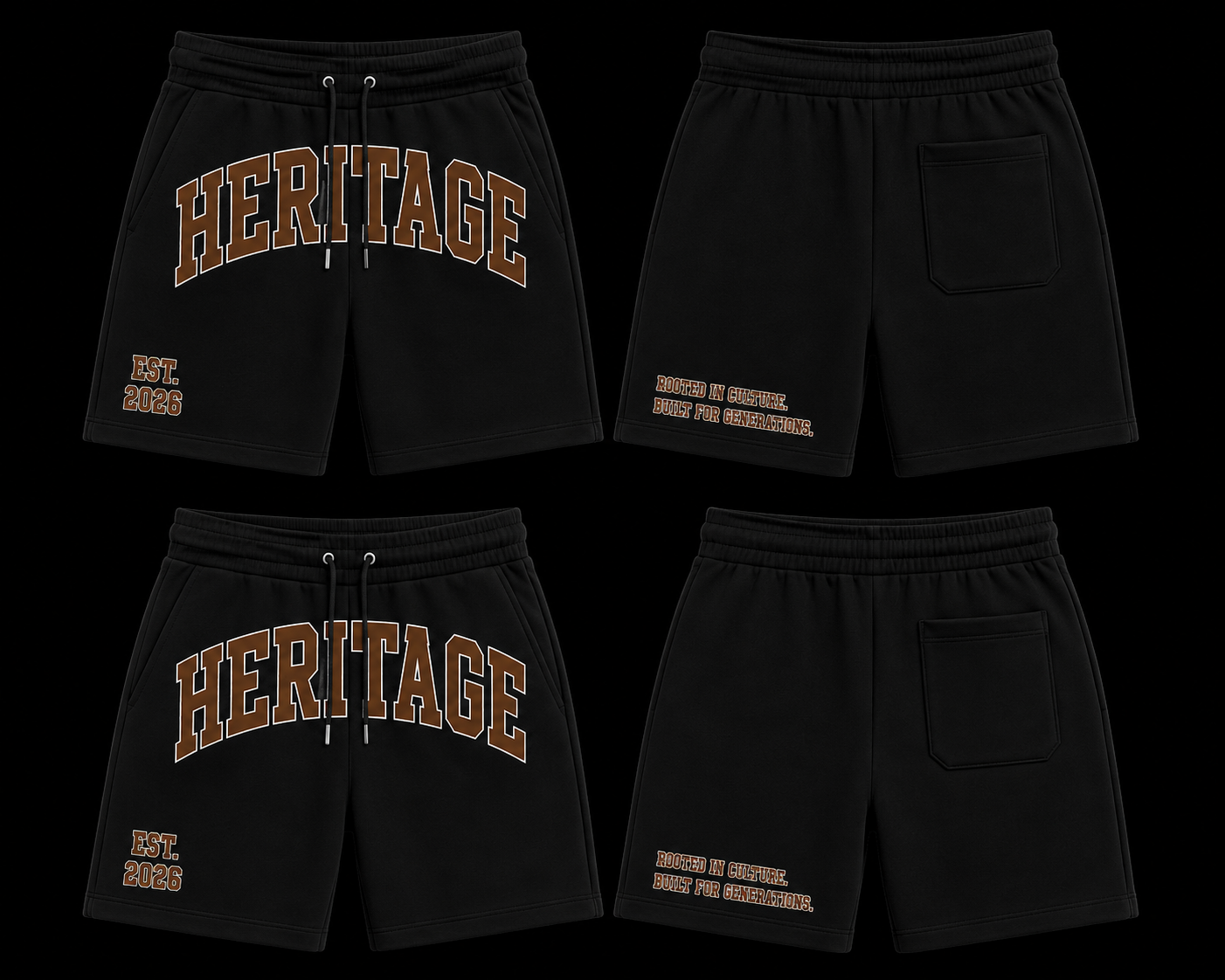 LEI&CO Heritage Premium relaxed shorts 🔥 (Midnight Black)